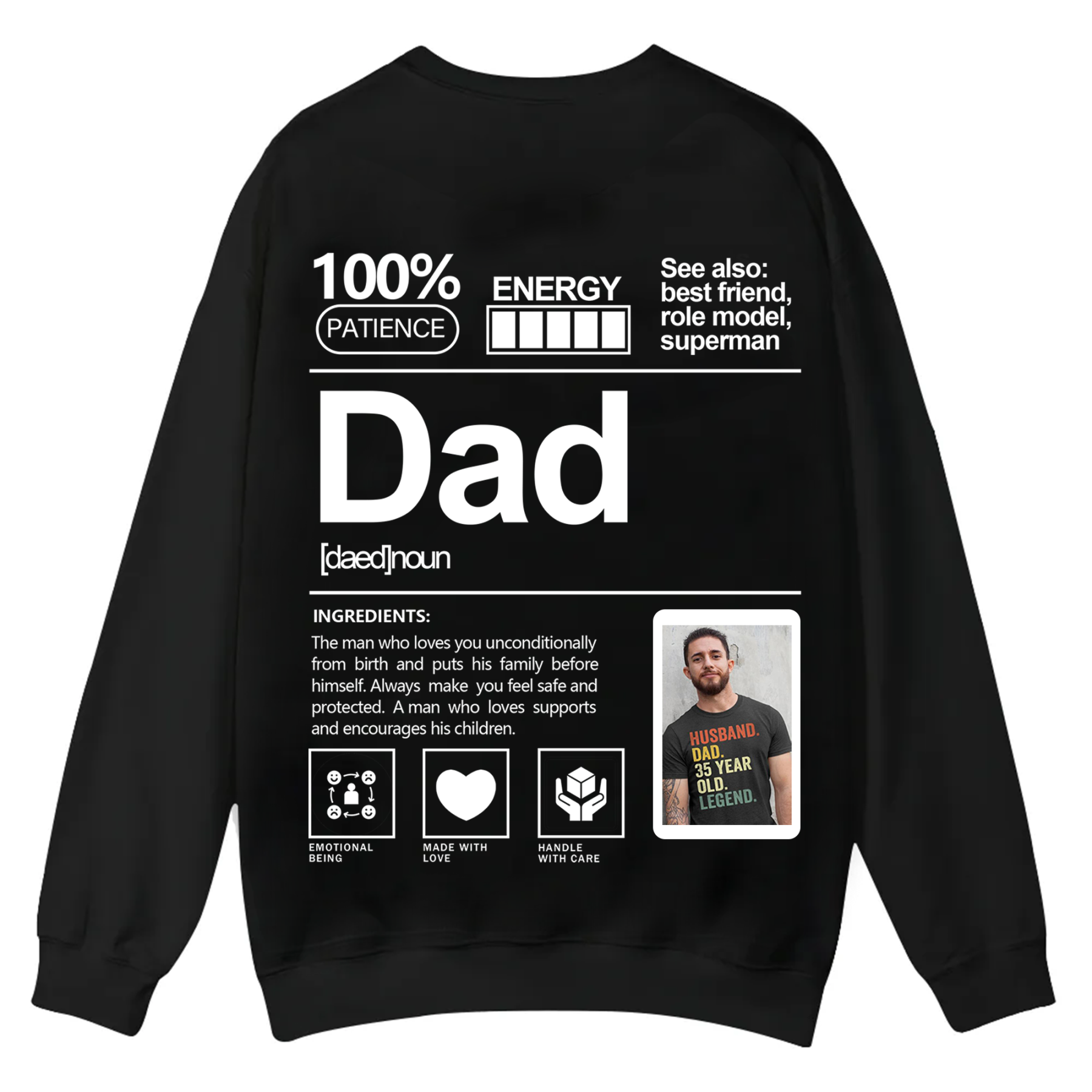 Addcustom  Photo Dad Casual Crewneck Sweatshirt