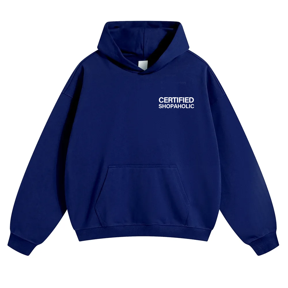Certified Shopaholic Unisex Solid Color Hoodie wearishow