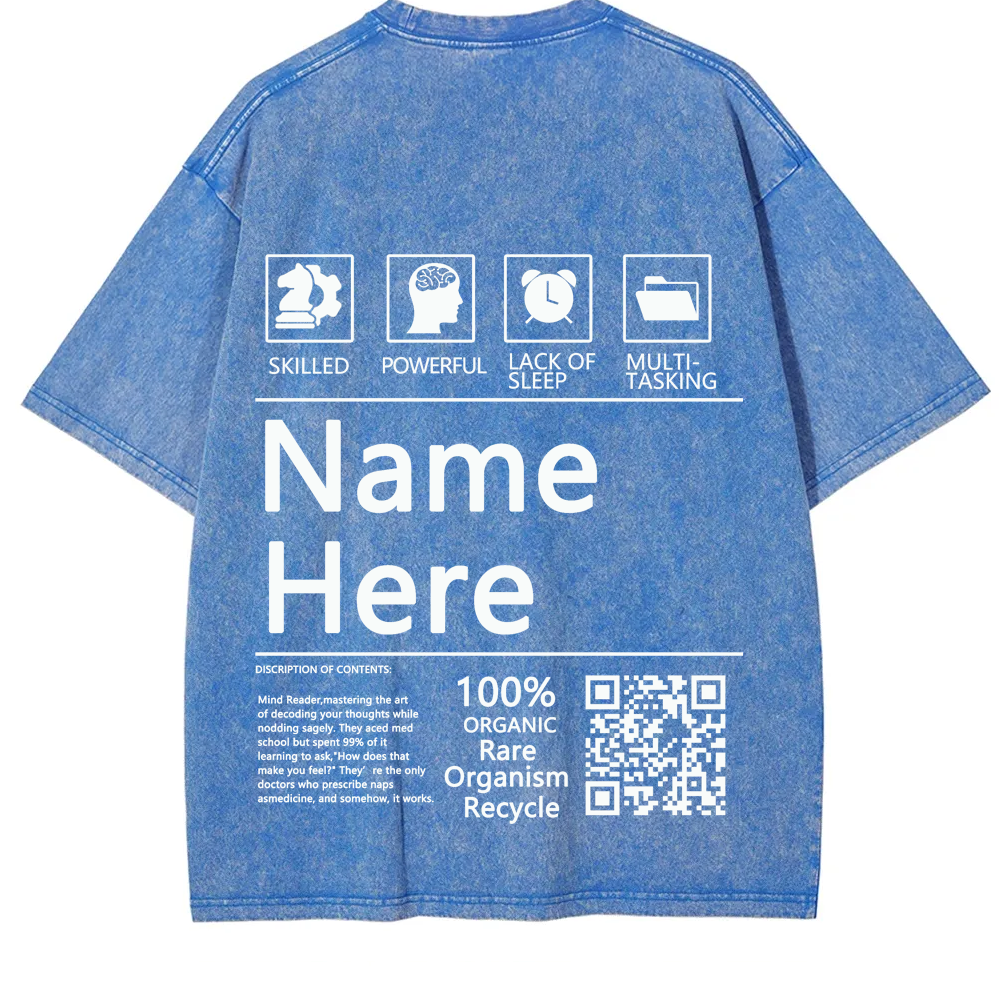 QR Code Customized Unisex Fit Washed T-Shirt