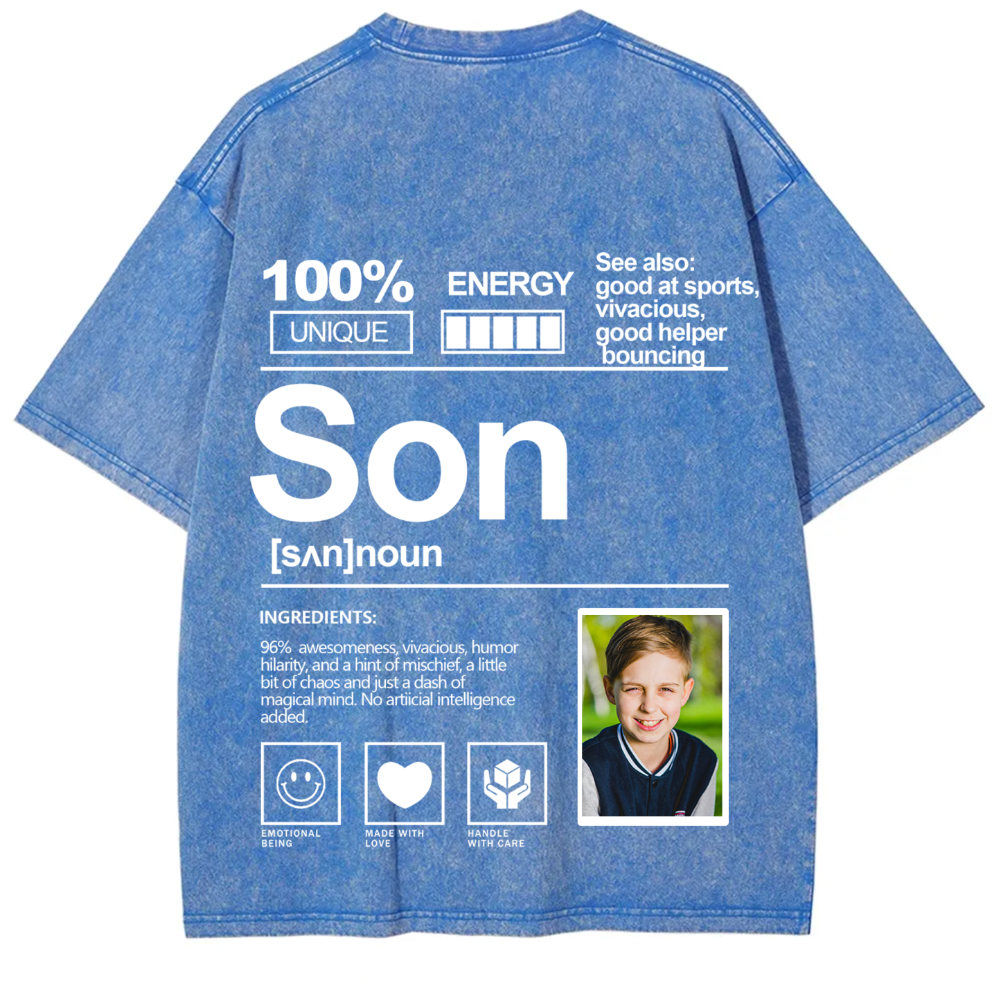 Addcustom Photo Son Washed T-Shirt