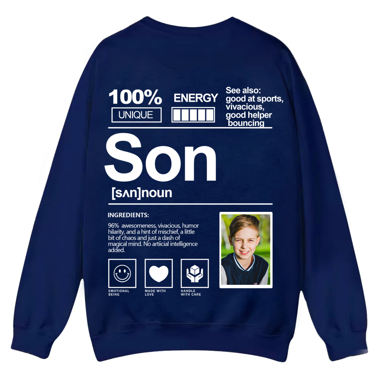 Addcustom  Photo Son Casual Crewneck Sweatshirt