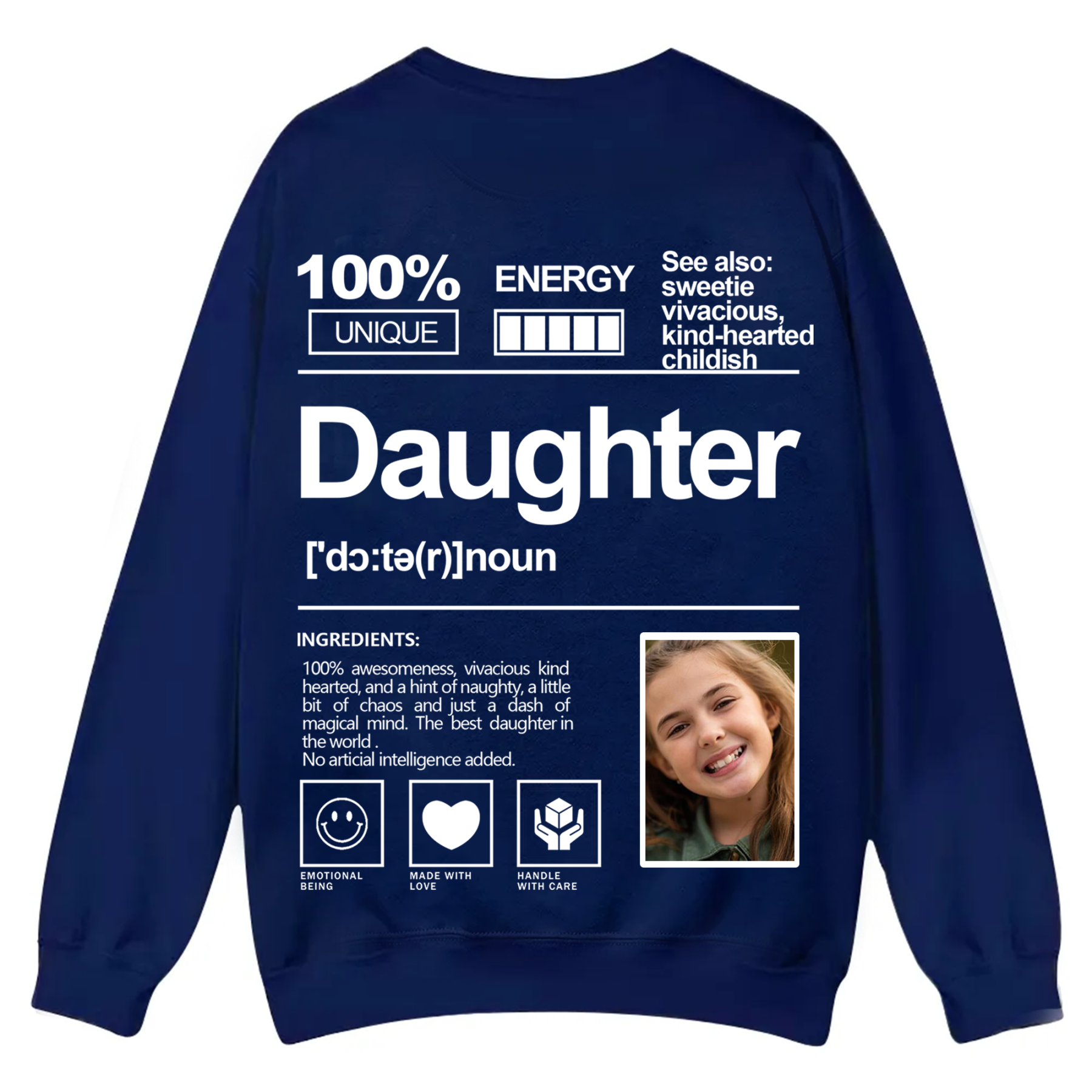 Addcustom  Photo Daughter Casual Crewneck Sweatshirt
