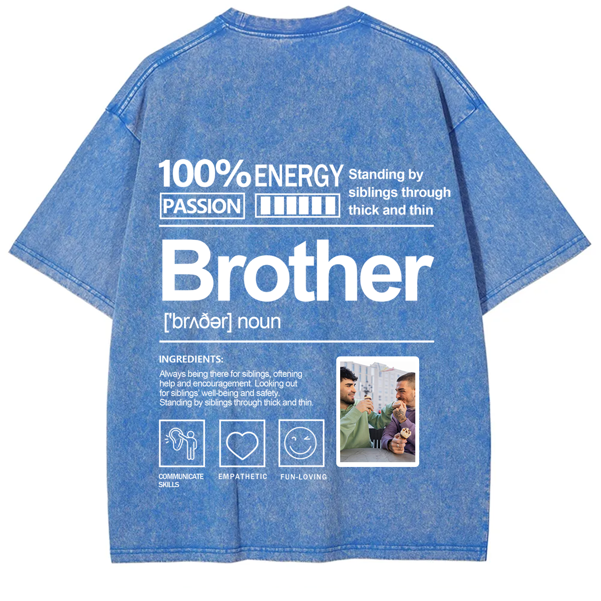 Addcustom Photo Brother Washed T-Shirt