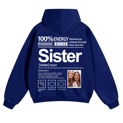 Addcustom Photo Sister Solid Color Hoodie