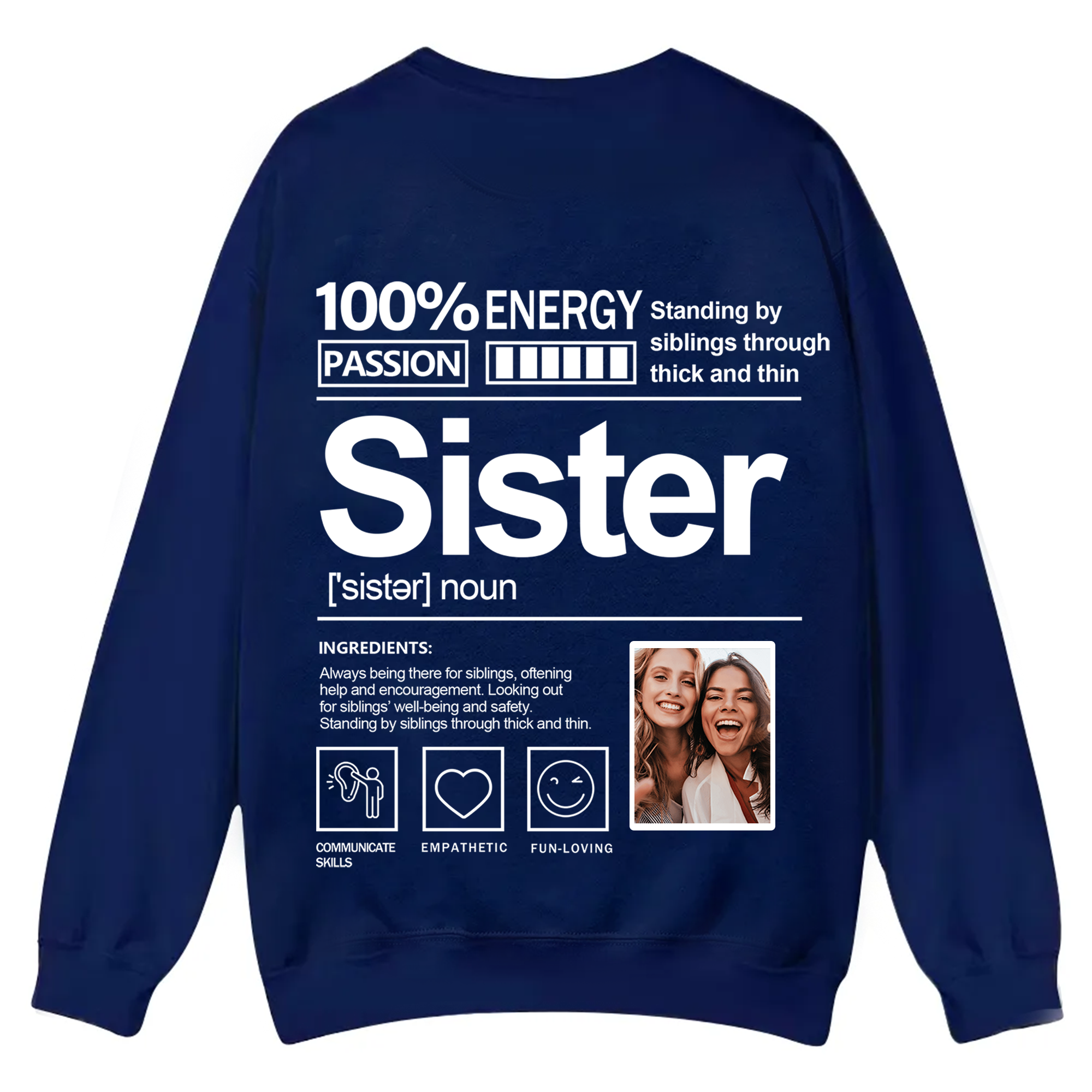 Addcustom  Photo Sister Casual Crewneck Sweatshirt