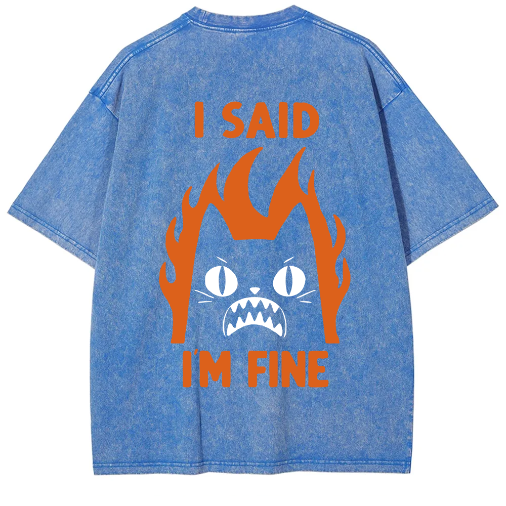 Unisex Vintage I am Fine Cat t-Shirt