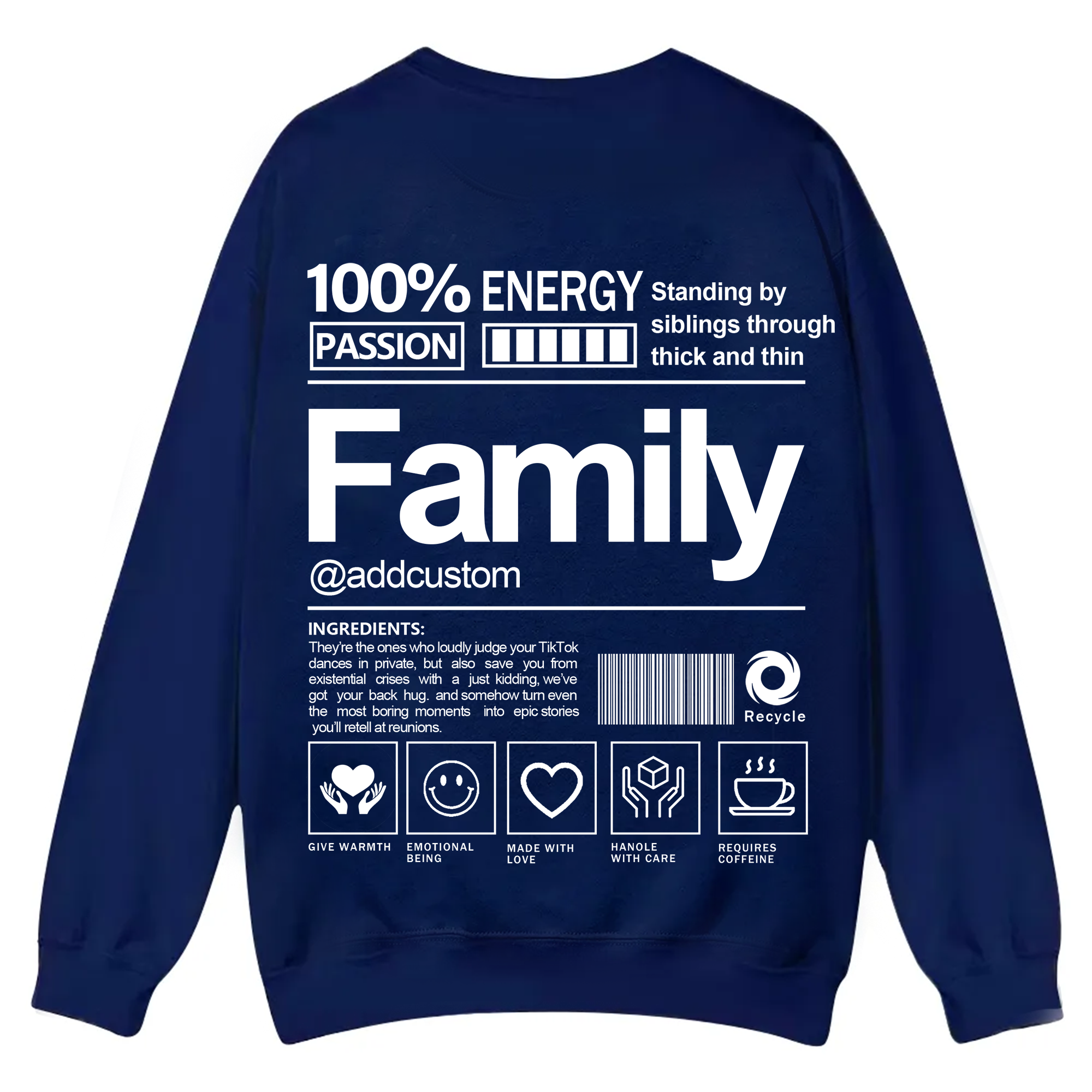 Family Addcustom Casual Crewneck Sweatshirt