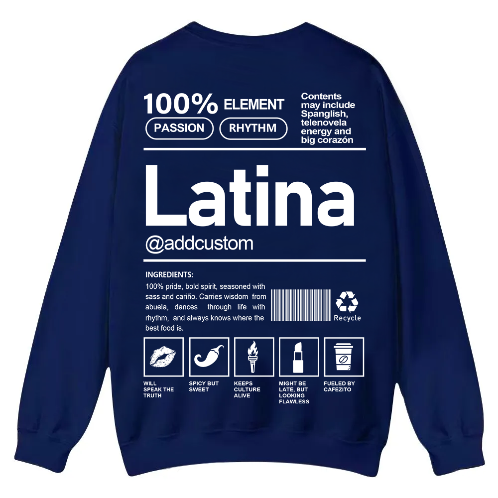 Latina Addcustom Unisex Fit  Casual Crewneck Sweatshirt wearishow