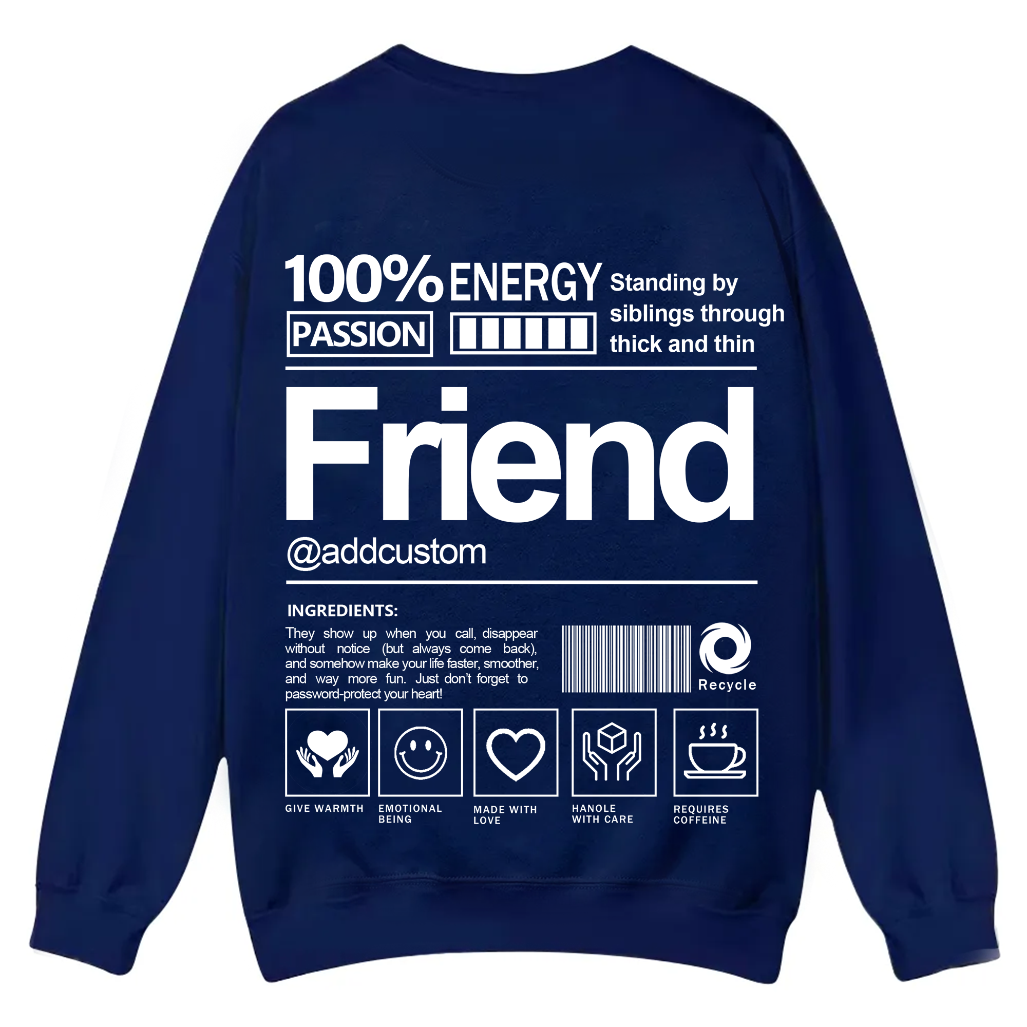 Friend Addcustom Casual Crewneck Sweatshirt