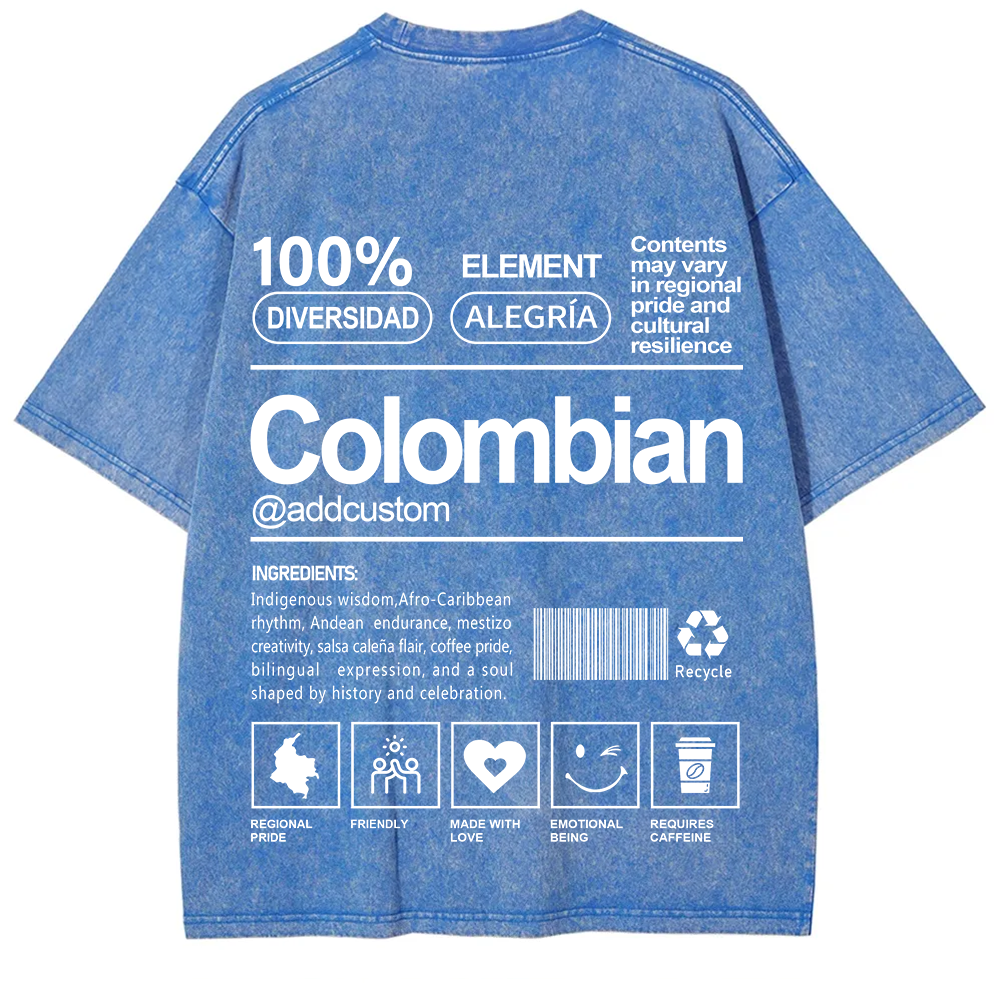 Colombian Addcustom Unisex Fit  Washed T-Shirt
