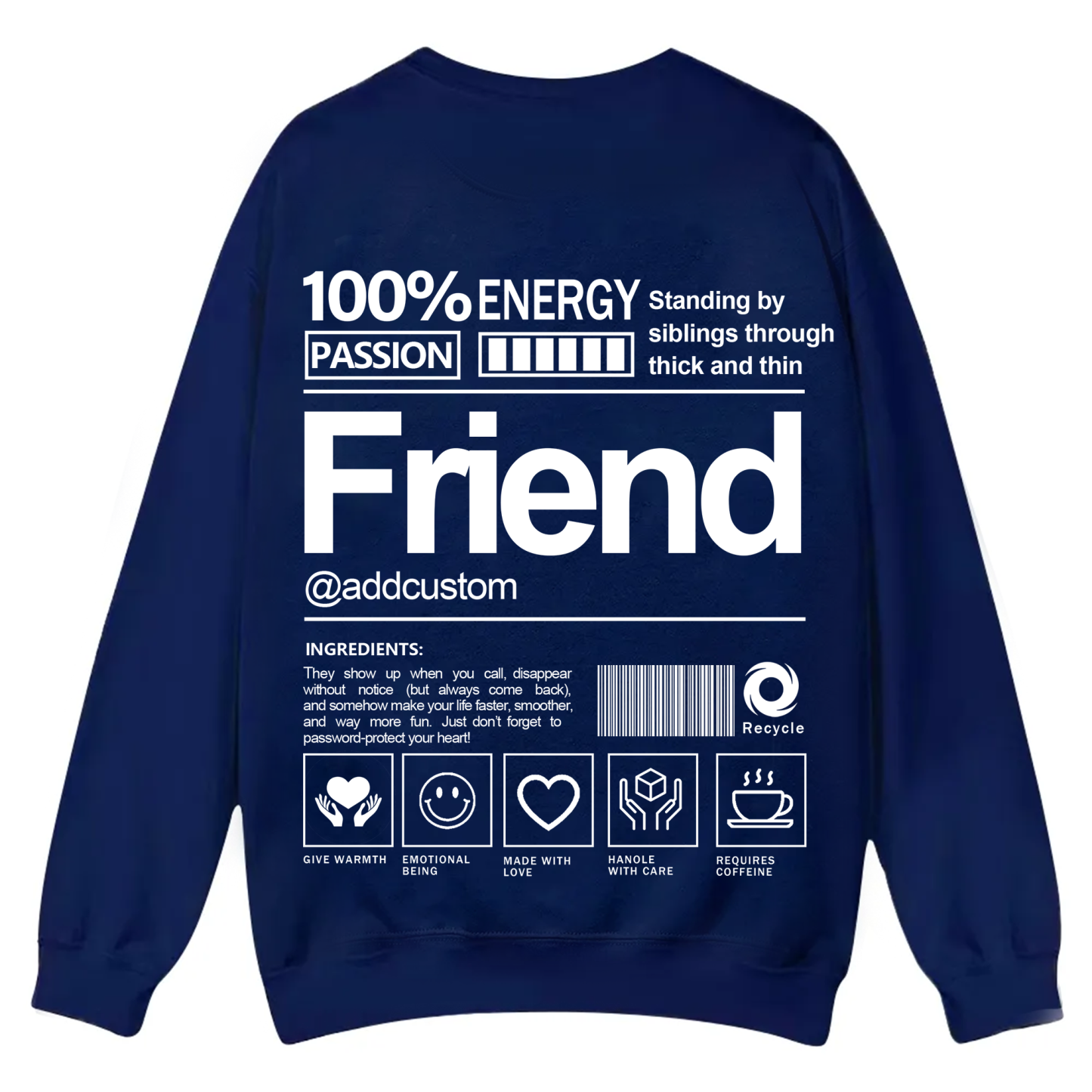 Friend Addcustom Casual Crewneck Sweatshirt