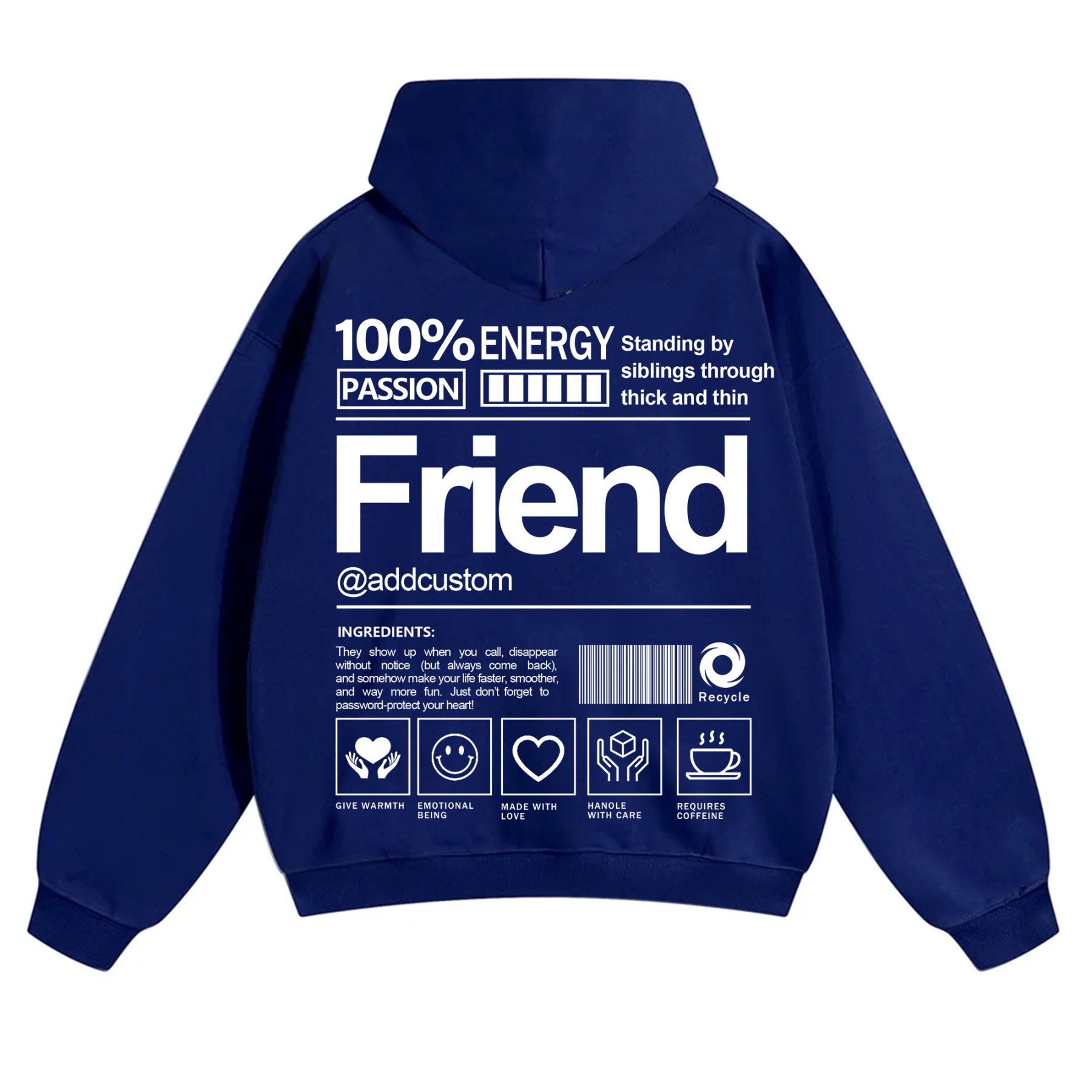 Friend Addcustom Solid Color Hoodie