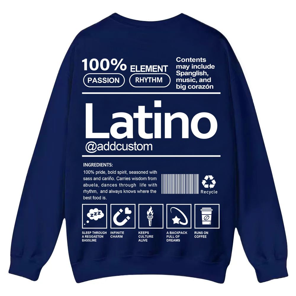 Latino Addcustom Unisex Fit  Casual Crewneck Sweatshirt wearishow