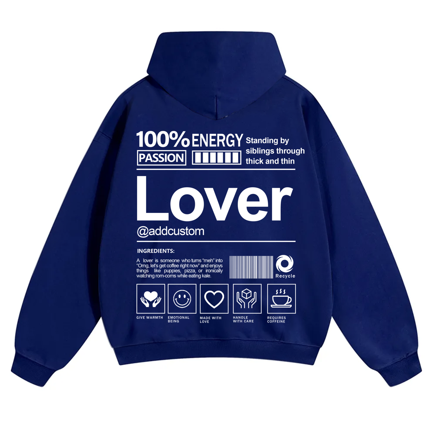 Lover Addcustom Solid Color Hoodie