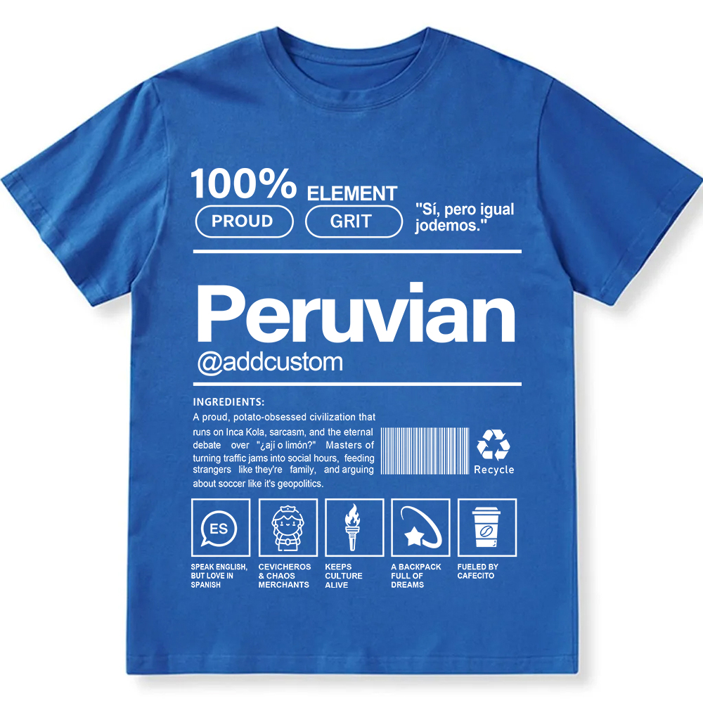 Peruvian Addcustom Unisex Fit  Cotton T-Shirt wearishow