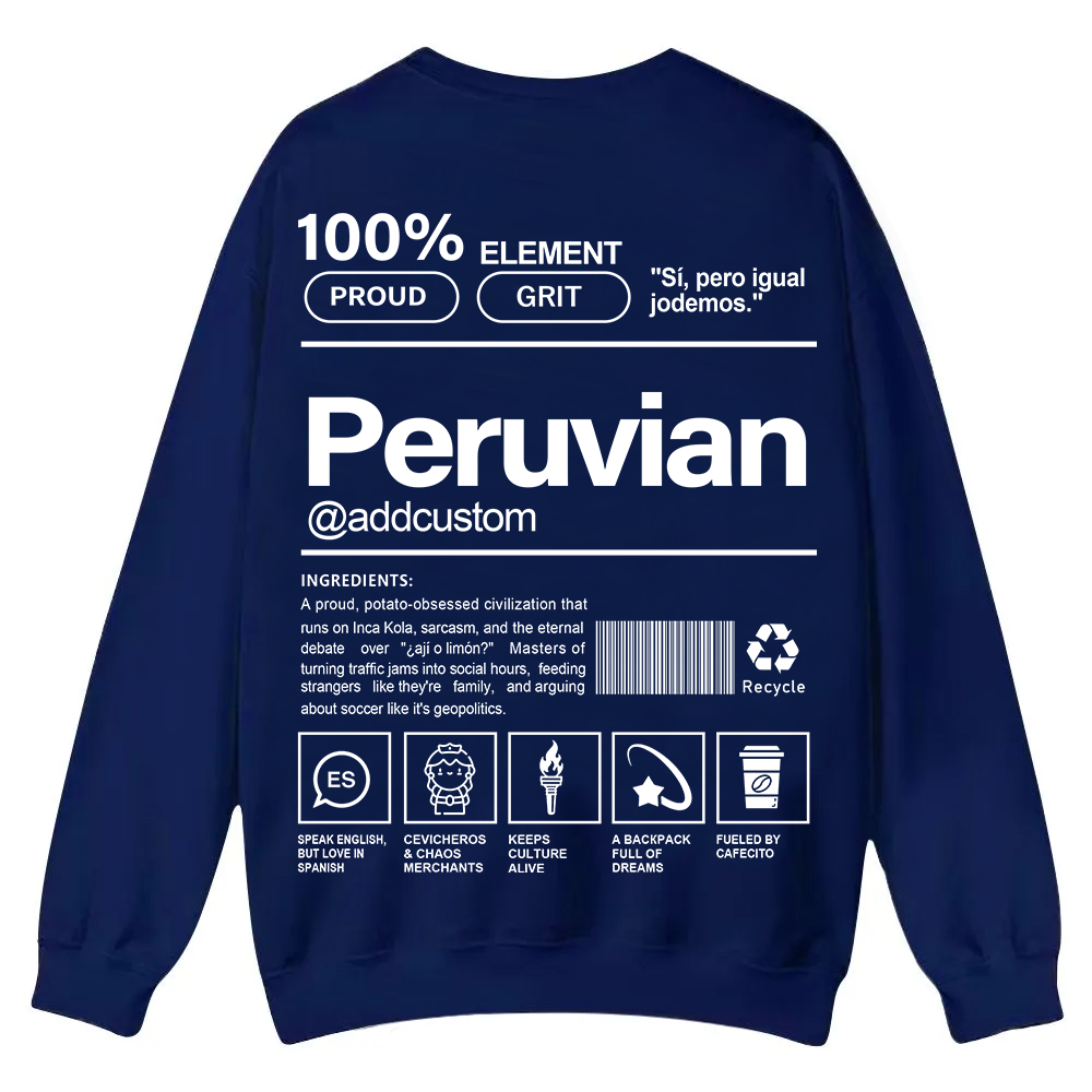 Peruvian Addcustom Unisex Fit  Casual Crewneck Sweatshirt wearishow