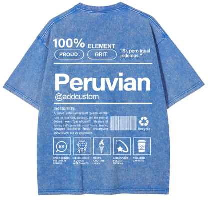 Peruvian Addcustom Unisex Fit  Washed T-Shirt