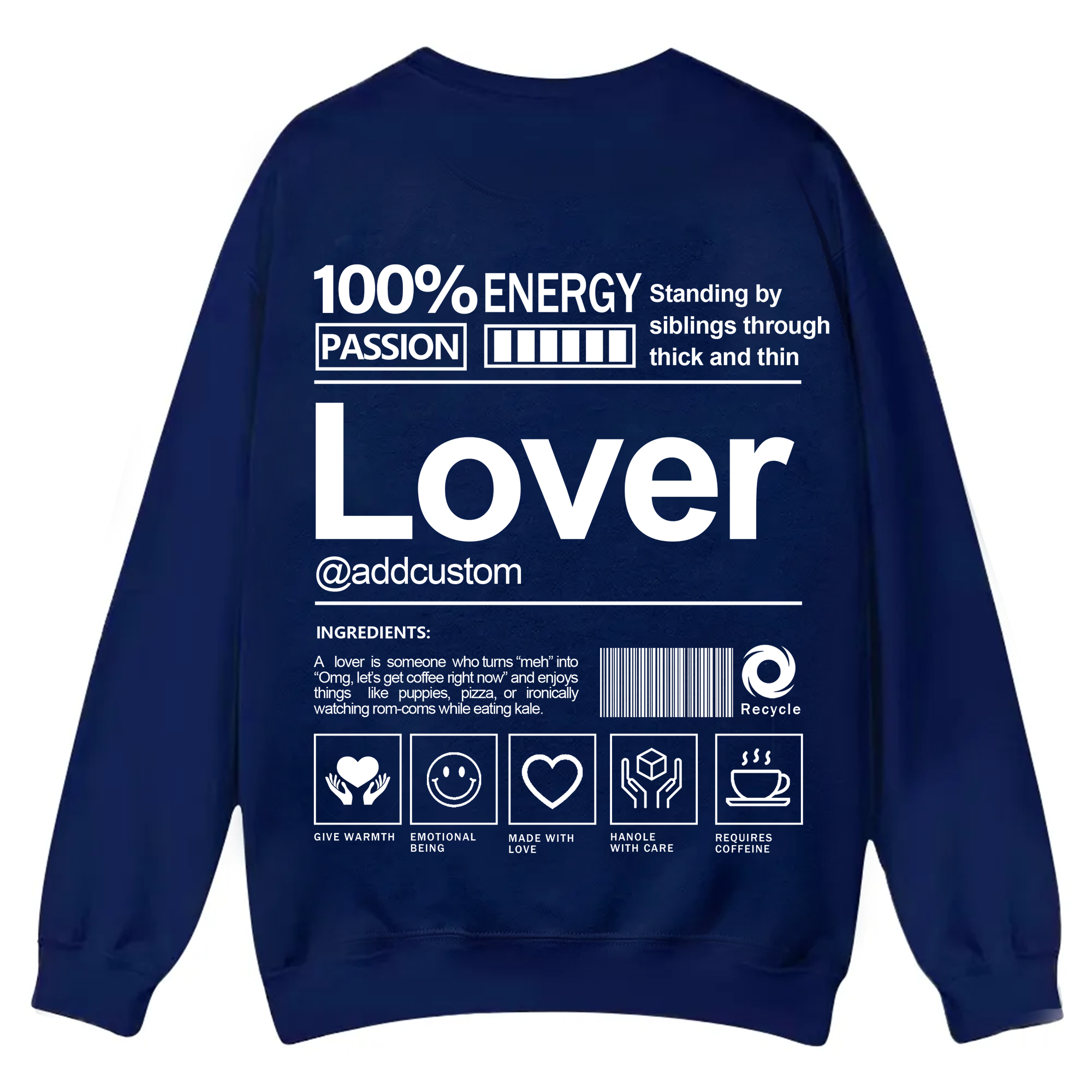 Lover Addcustom Casual Crewneck Sweatshirt