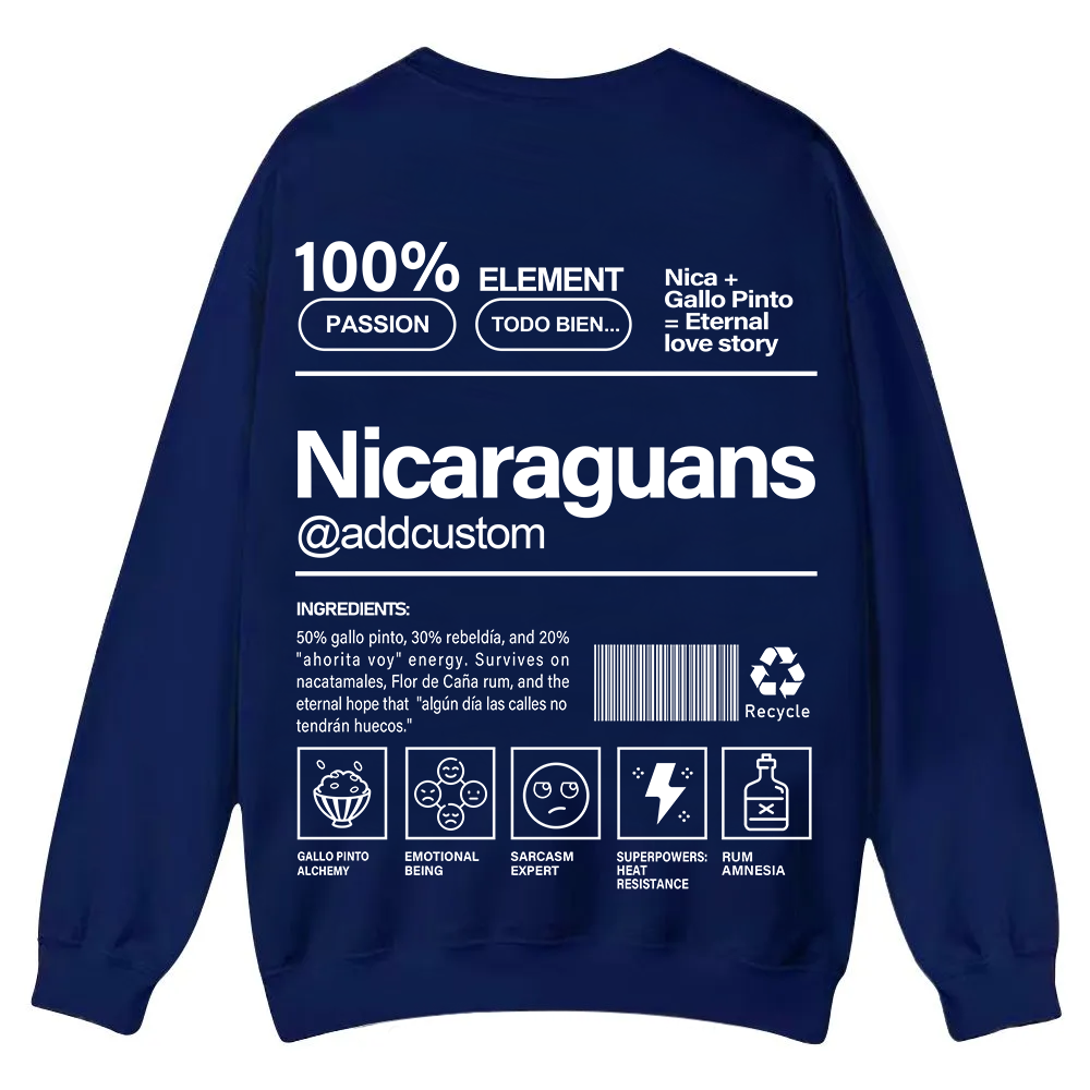 Nicaraguans Addcustom Unisex Fit  Casual Crewneck Sweatshirt wearishow