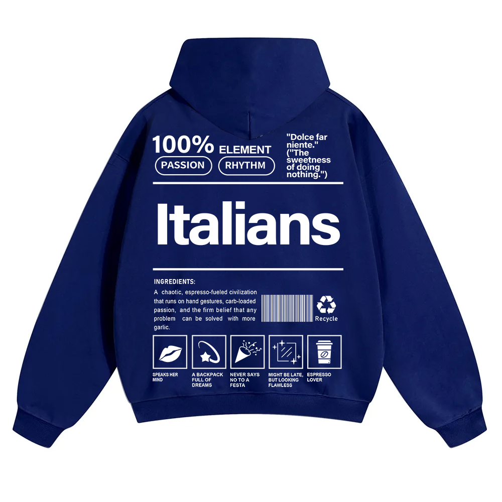 Italians Unisex Fit Color Hoodie wearishow