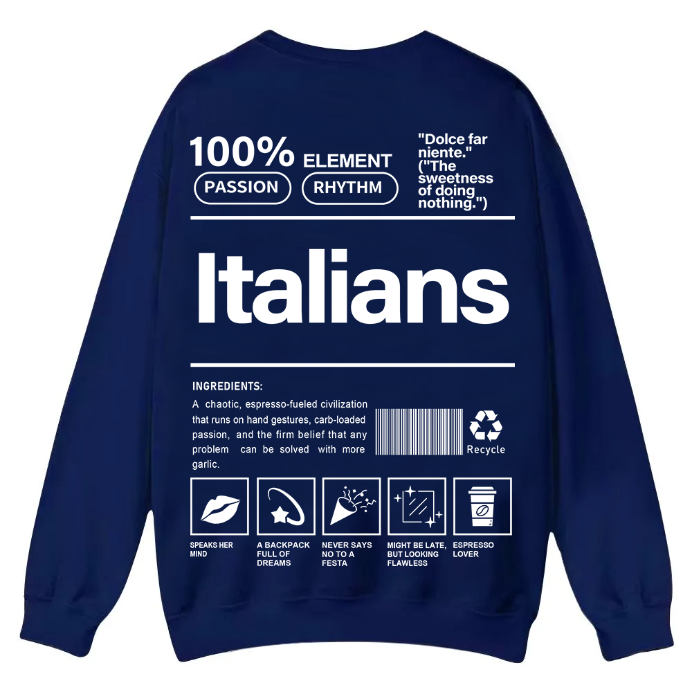 Italians Unisex Fit  Casual Crewneck Sweatshirt wearishow