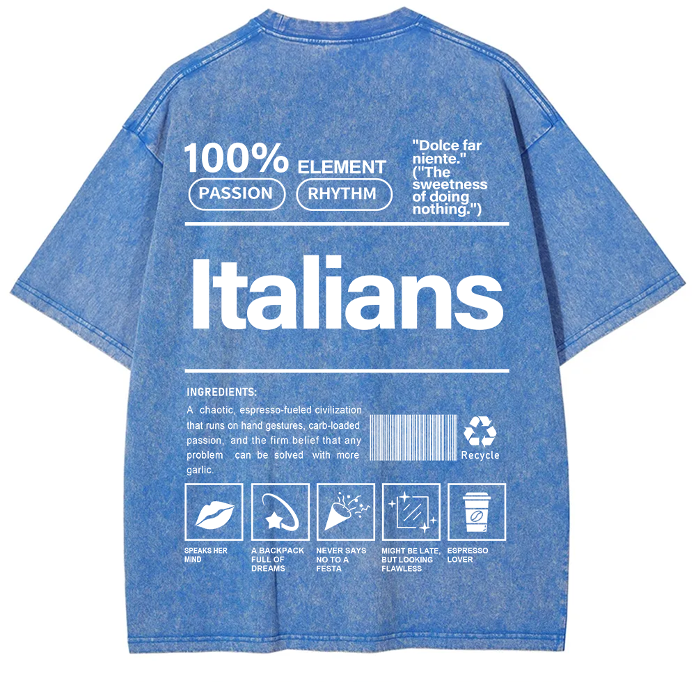 Italians Unisex Fit  Washed T-Shirt