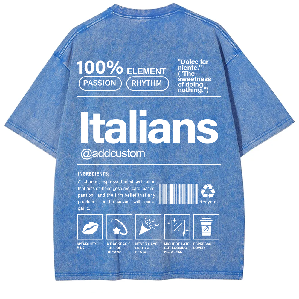 Italians Addcustom Unisex Fit  Washed T-Shirt