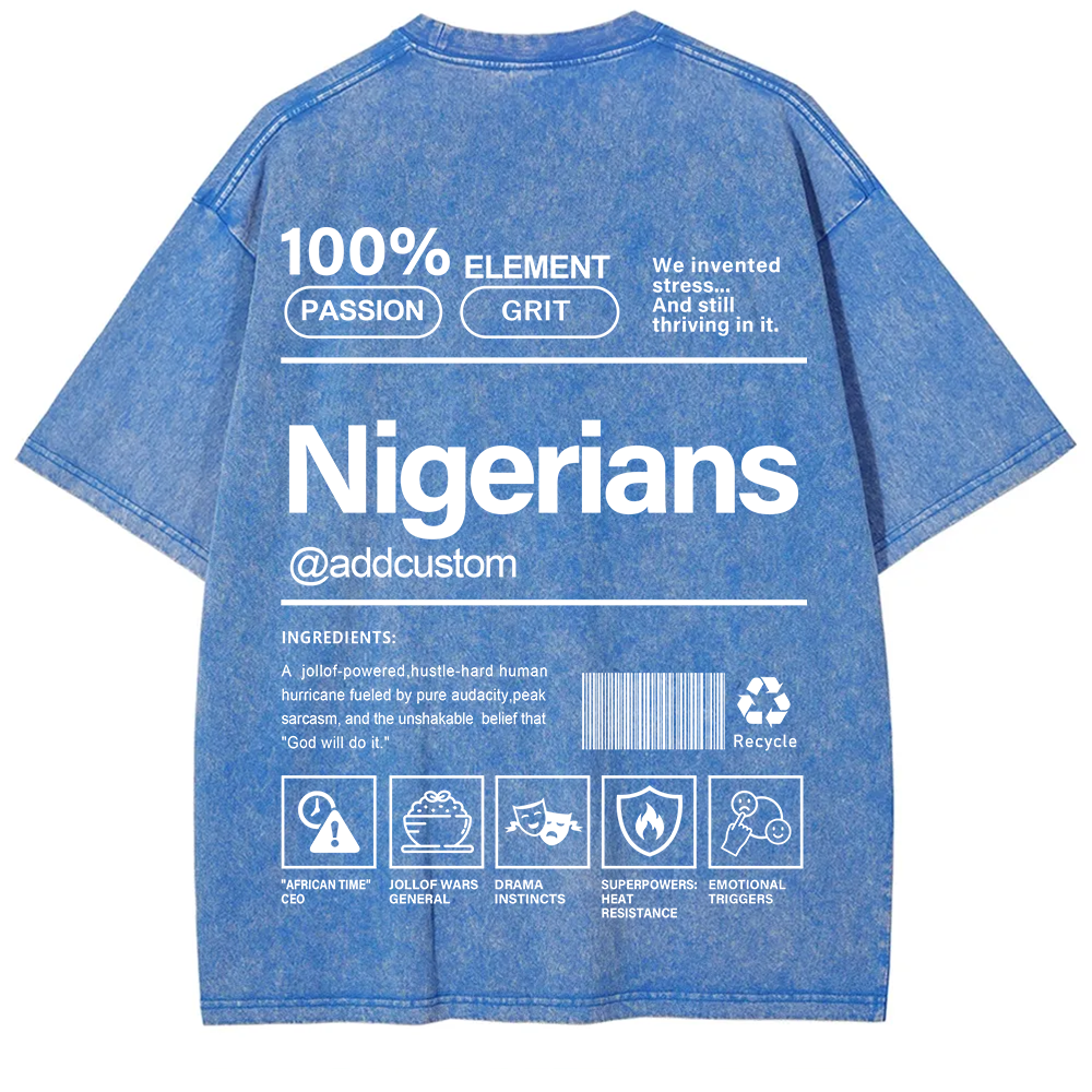 Nigerians Addcustom Unisex Fit  Washed T-Shirt