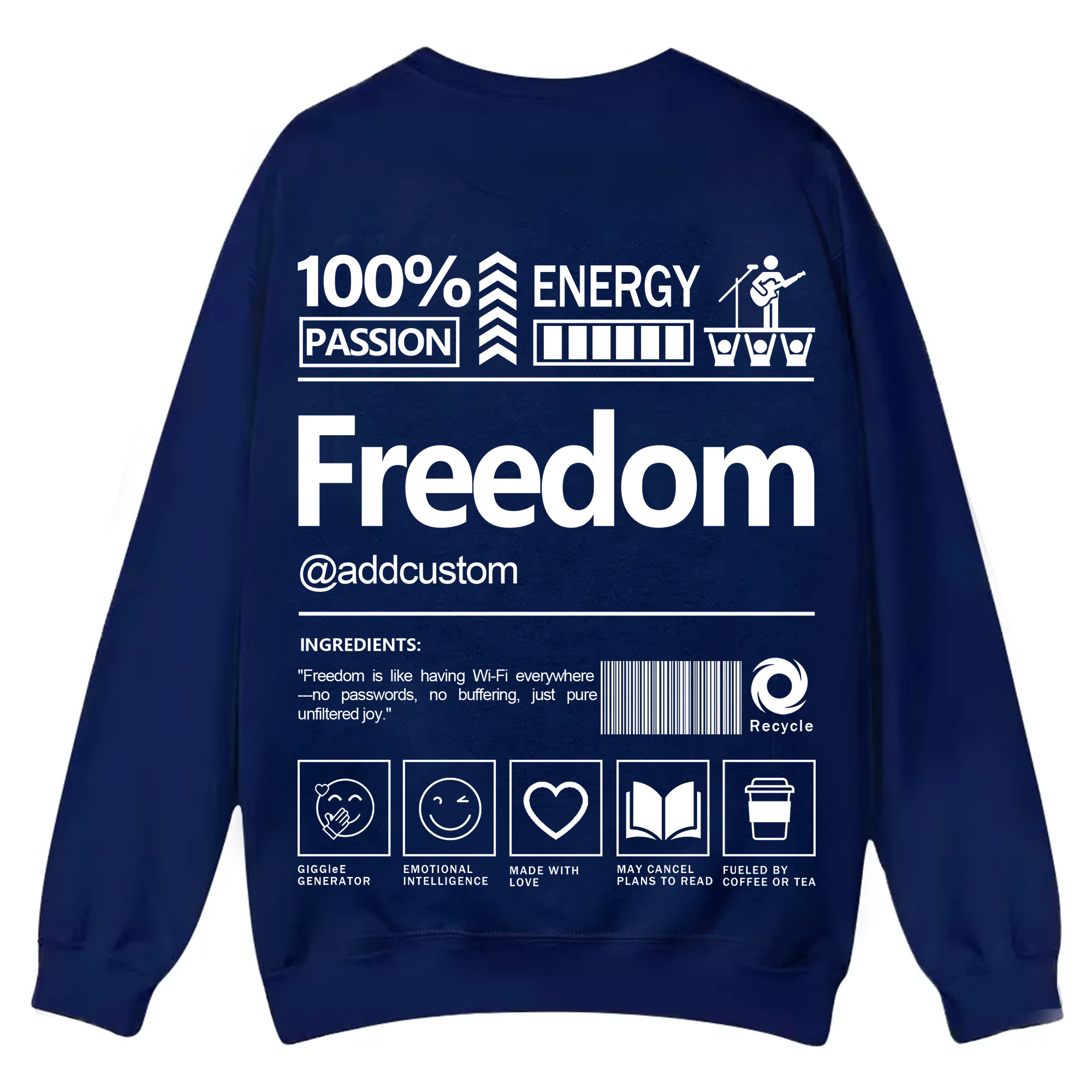 Freedom Addcustom Casual Crewneck Sweatshirt