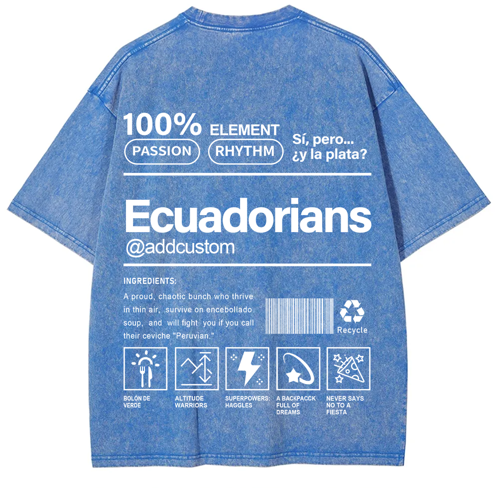 Ecuadorians Addcustom Unisex Fit  Washed T-Shirt