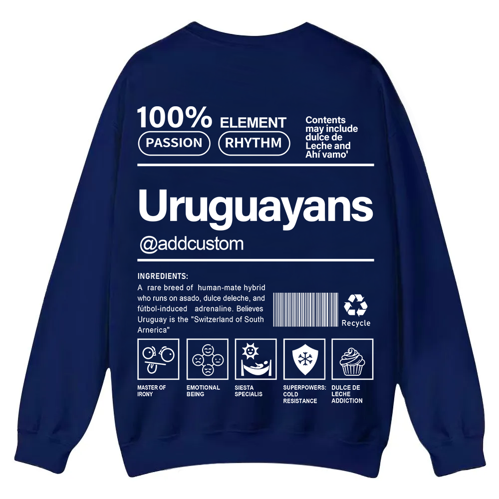 Uruguayans Addcustom Unisex Fit  Casual Crewneck Sweatshirt wearishow