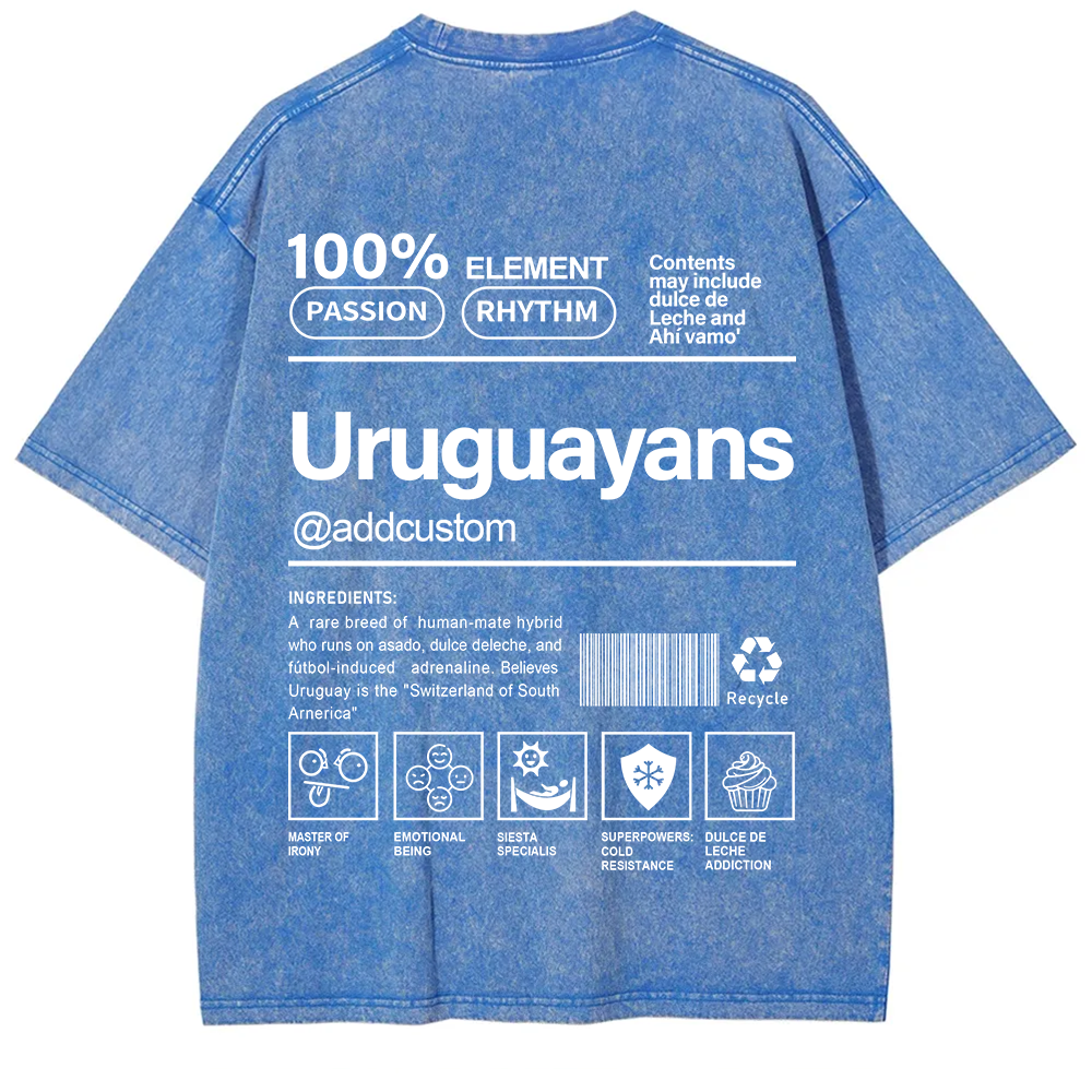 Uruguayans Addcustom Unisex Fit  Washed T-Shirt