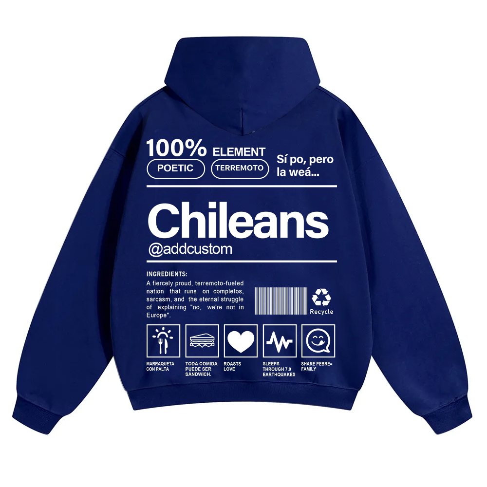 Chileans Addcustom Unisex Fit Color Hoodie wearishow