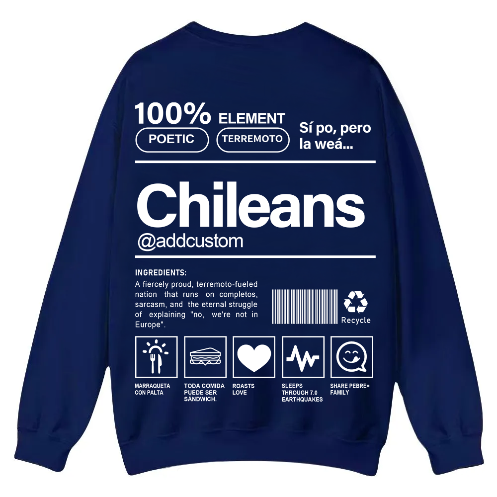 Chileans Addcustom Unisex Fit  Casual Crewneck Sweatshirt wearishow