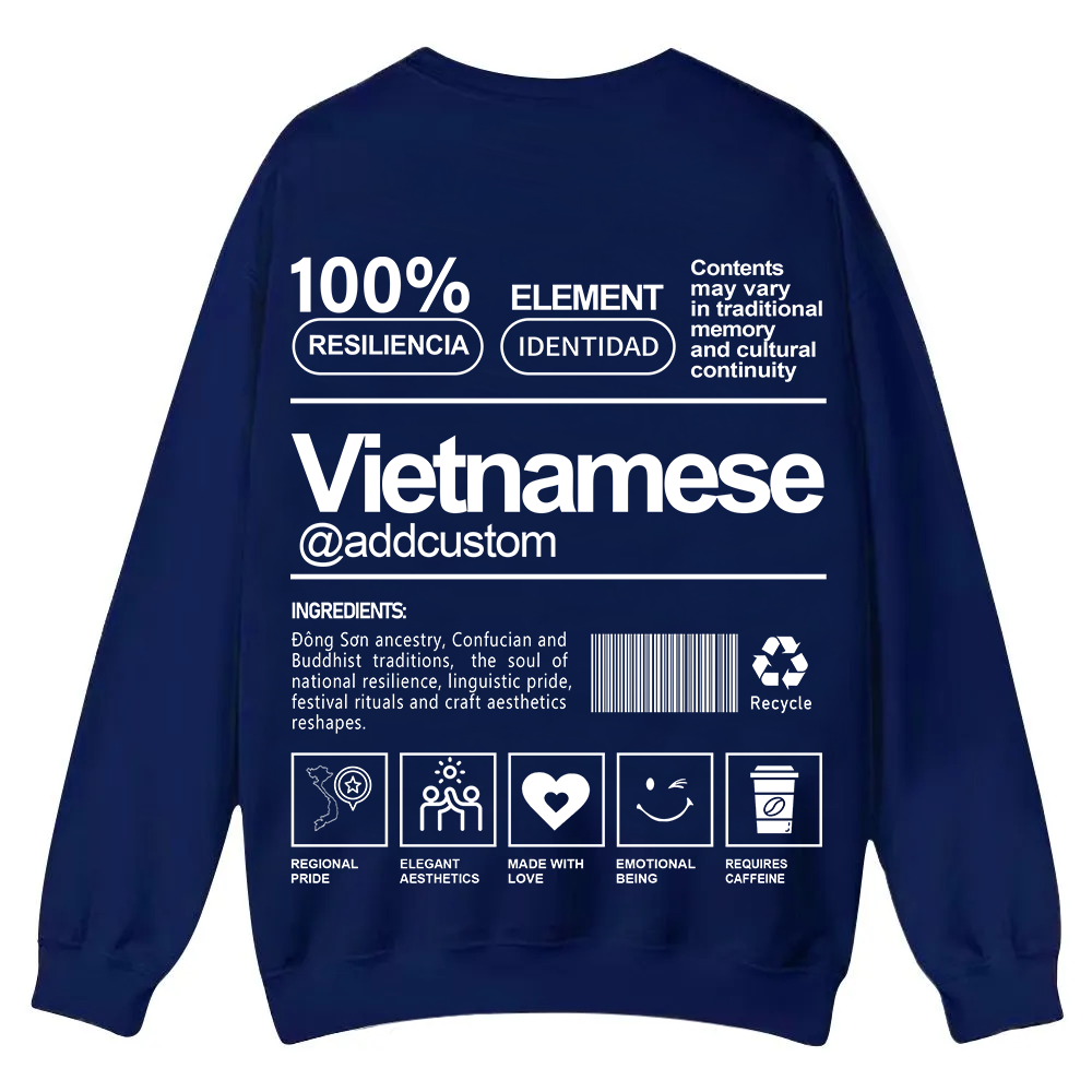Vietnamese Addcustom Unisex Fit  Casual Crewneck Sweatshirt wearishow