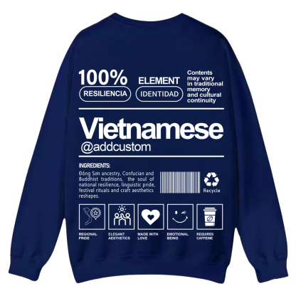 Vietnamese Addcustom Unisex Fit  Casual Crewneck Sweatshirt wearishow