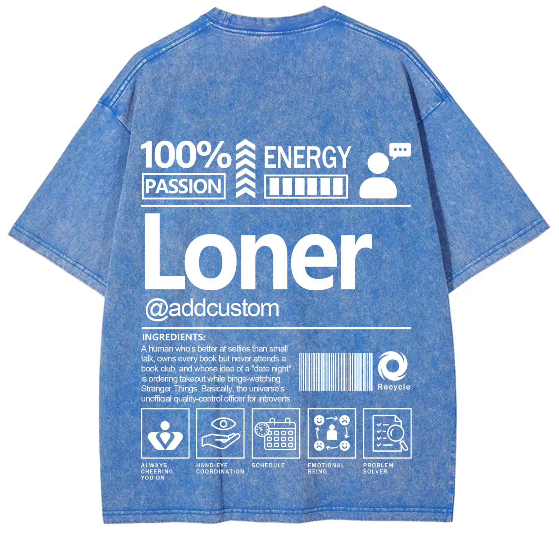 Loner  Addcustom Unisex Fit Washed T-Shirt