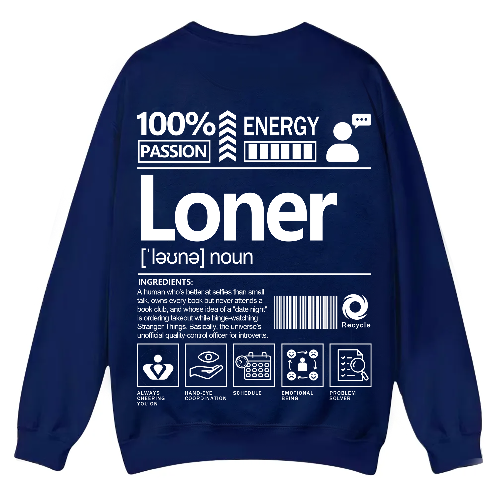 Loner Unisex Fit Casual Crewneck Sweatshirt