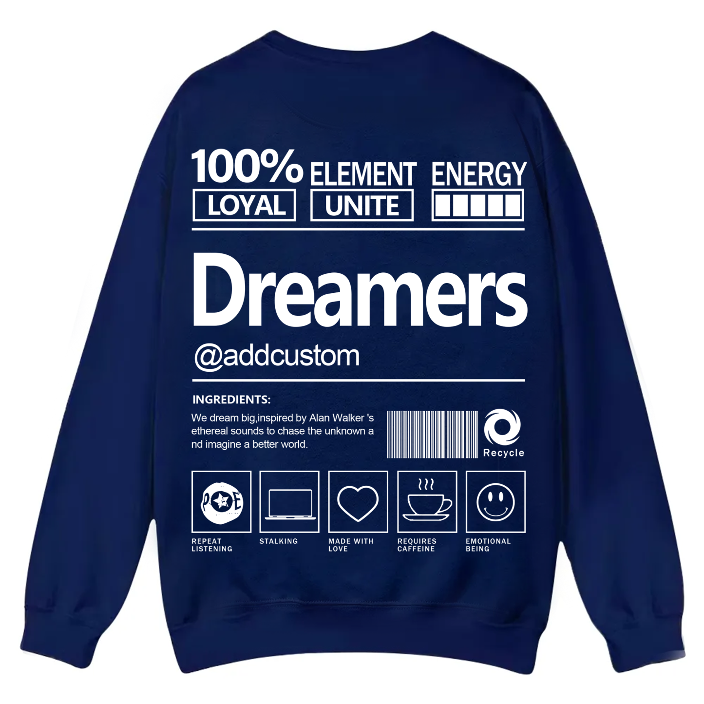 Dreamers Addcustom Unisex Fit Casual Crewneck Sweatshirt
