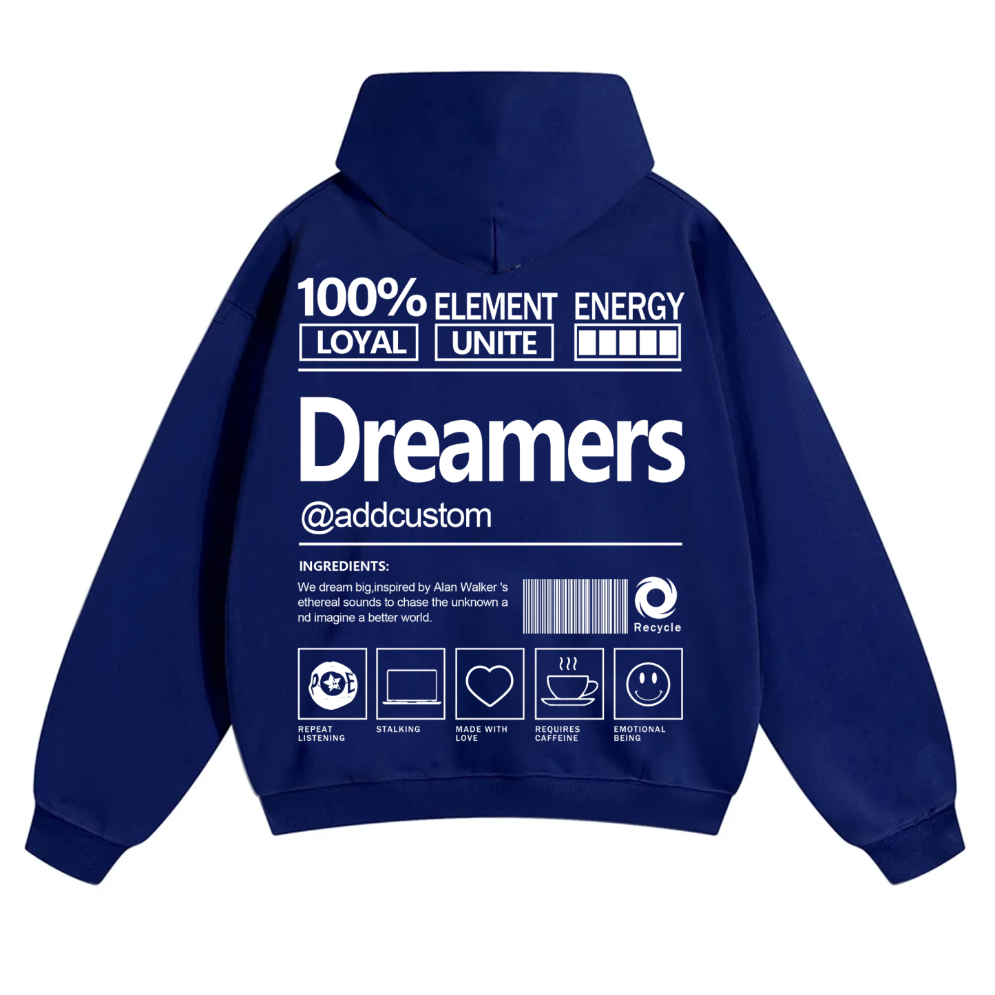 Dreamers Addcustom Unisex Fit Solid Color Hoodie