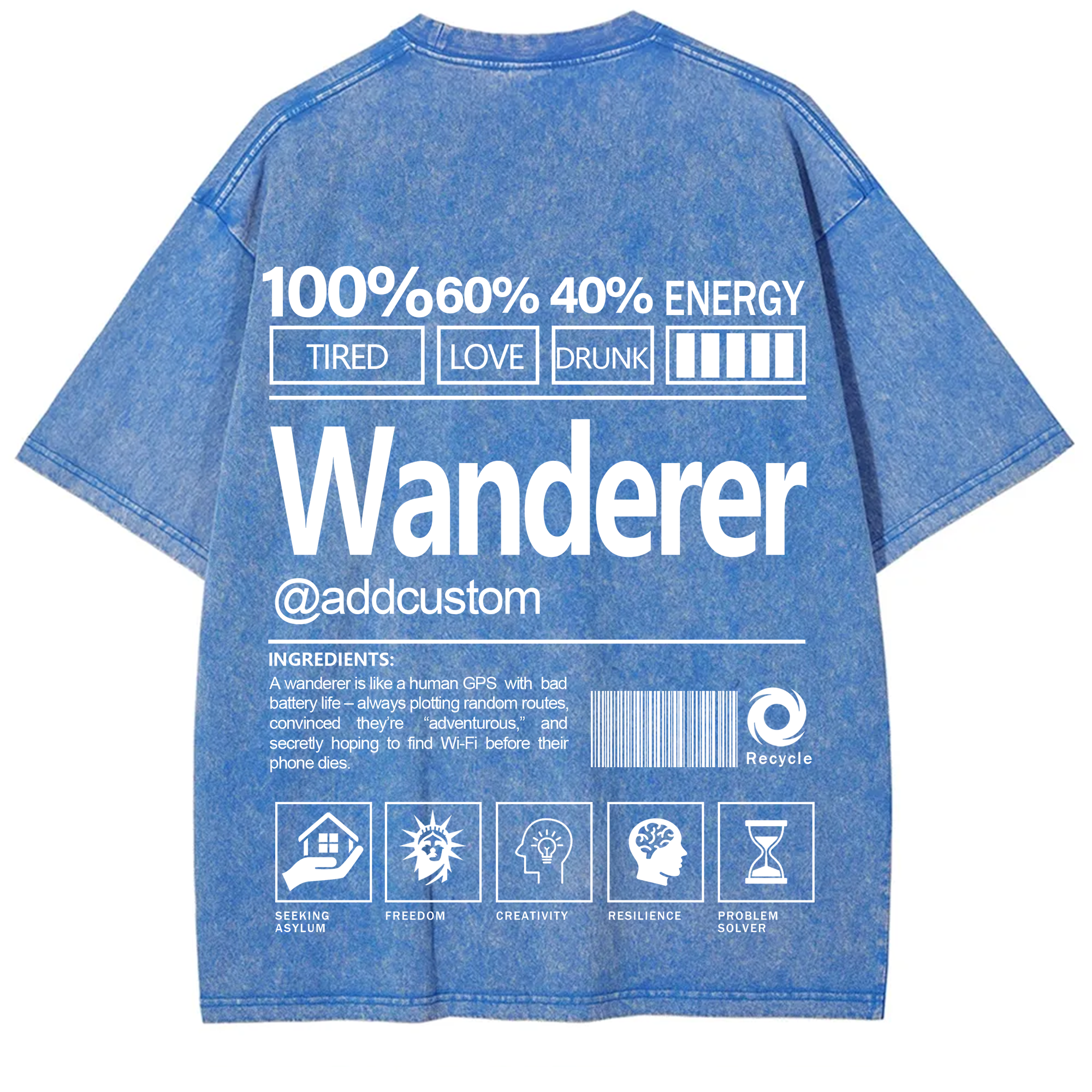 Wanderer Addcustom Unisex Fit Washed T-Shirt