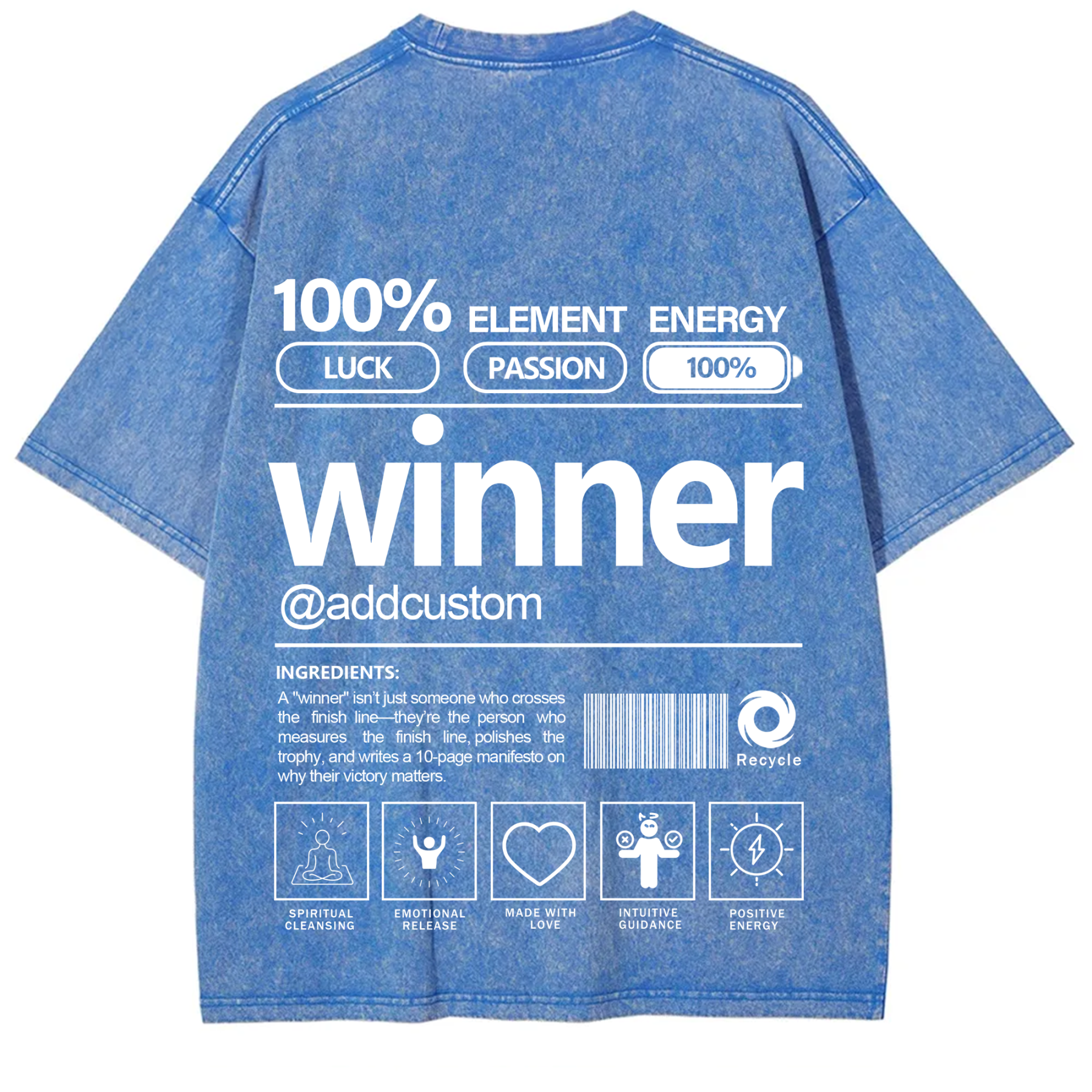 Winner Addcustom Unisex Fit Washed T-Shirt