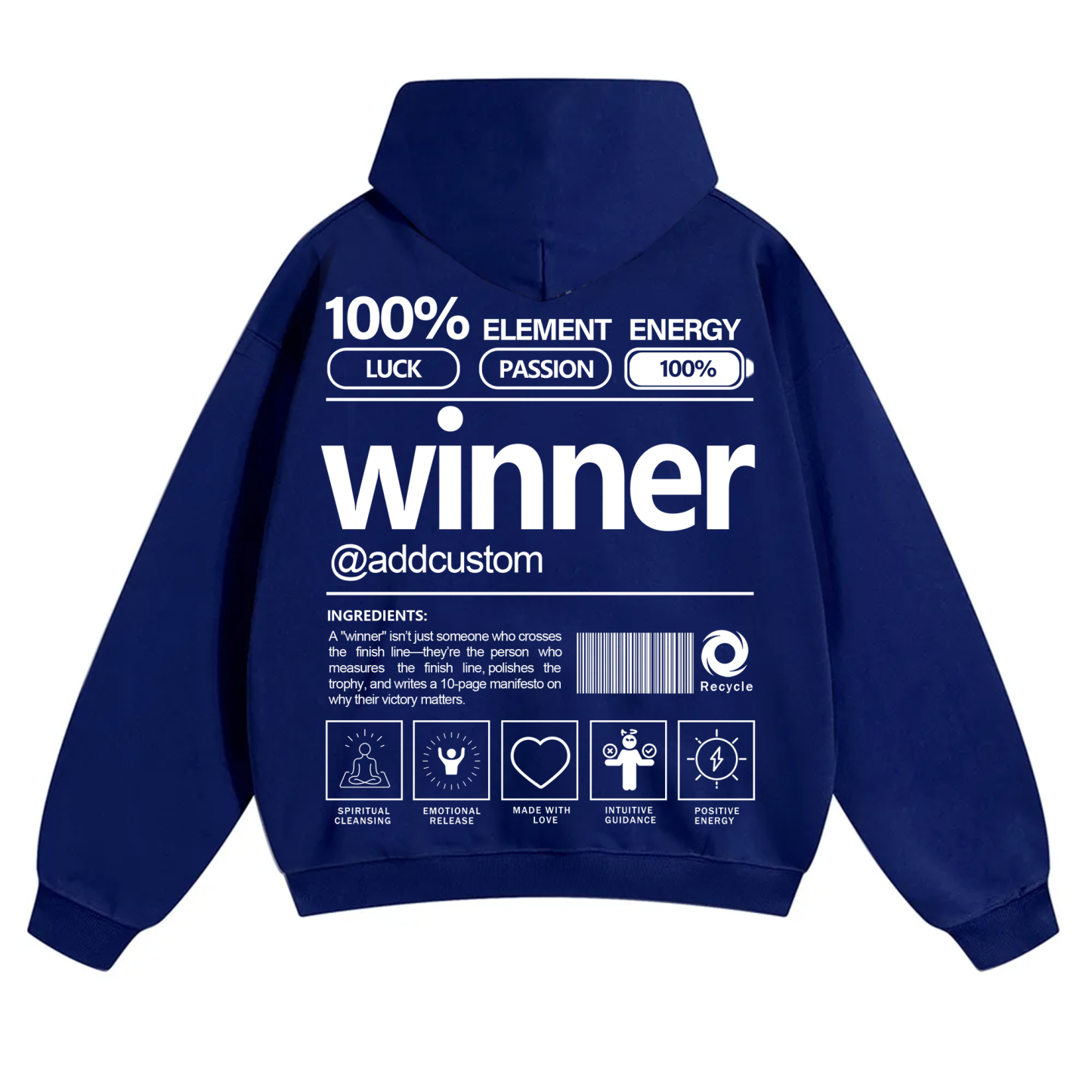 Winner Addcustom Unisex Fit Solid Color Hoodie