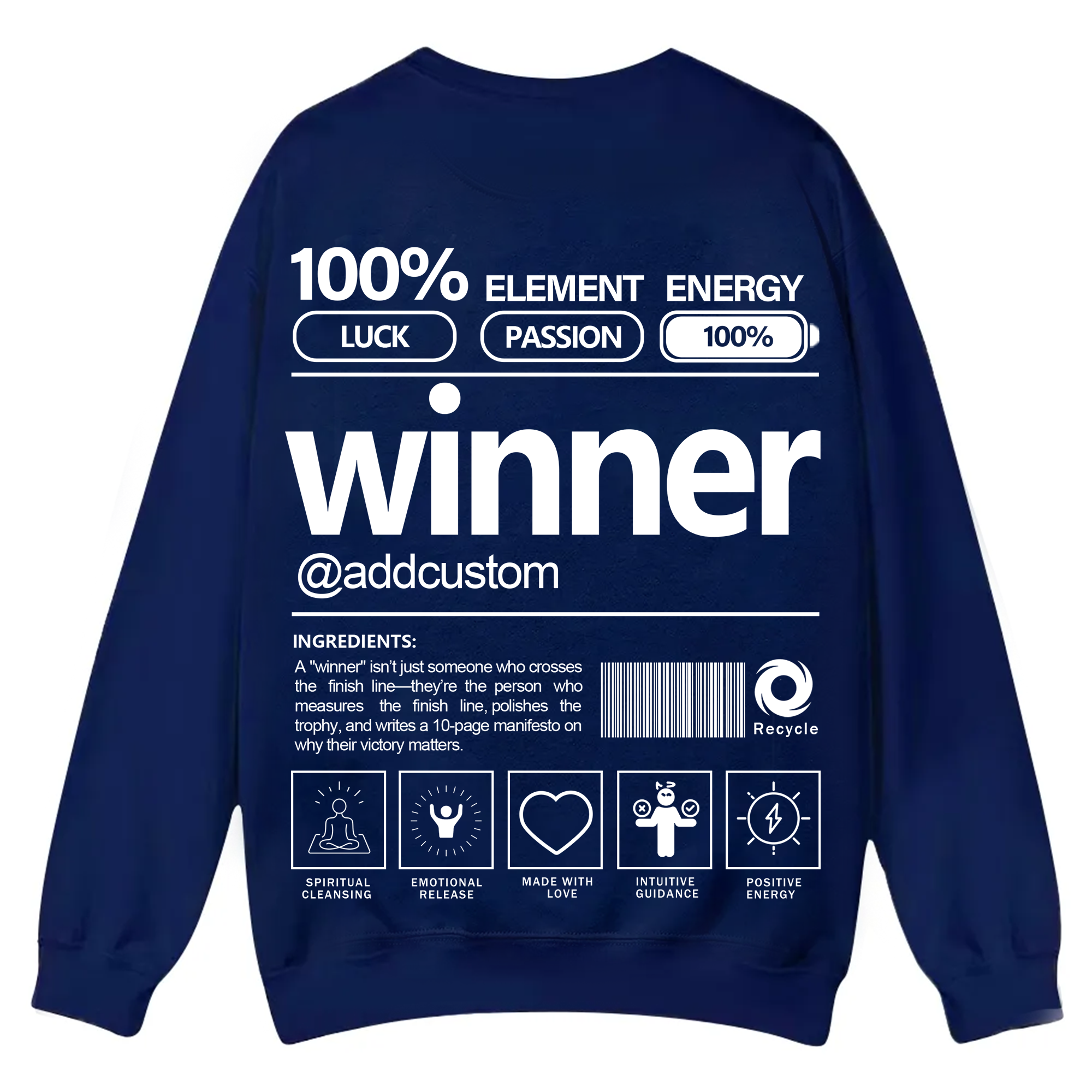Winner Addcustom Unisex Fit Casual Crewneck Sweatshirt