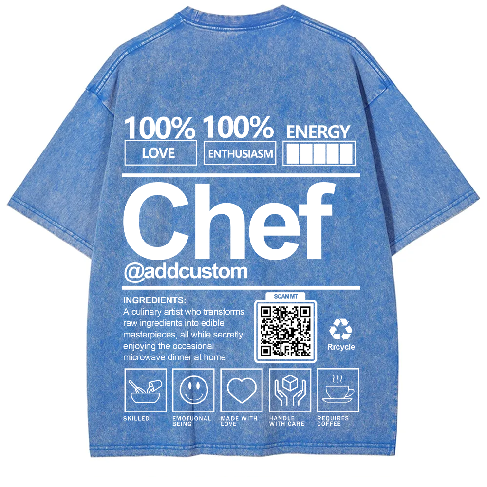 Chef Addcustom QR Code Unisex Fit Washed T-Shirt