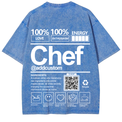 Chef Addcustom QR Code Unisex Fit Washed T-Shirt