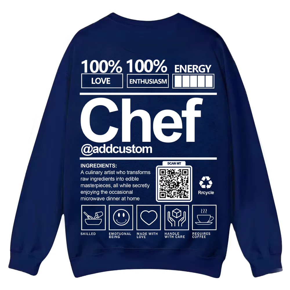 Chef Addcustom QR Code Casual Crewneck Sweatshirt