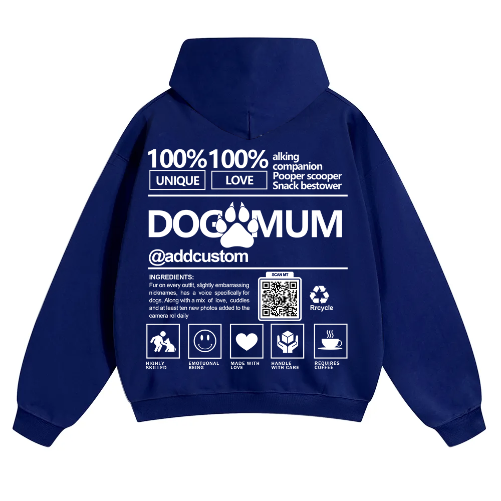 Dog Mum  Addcustom QR Code Name Solid Color Hoodie
