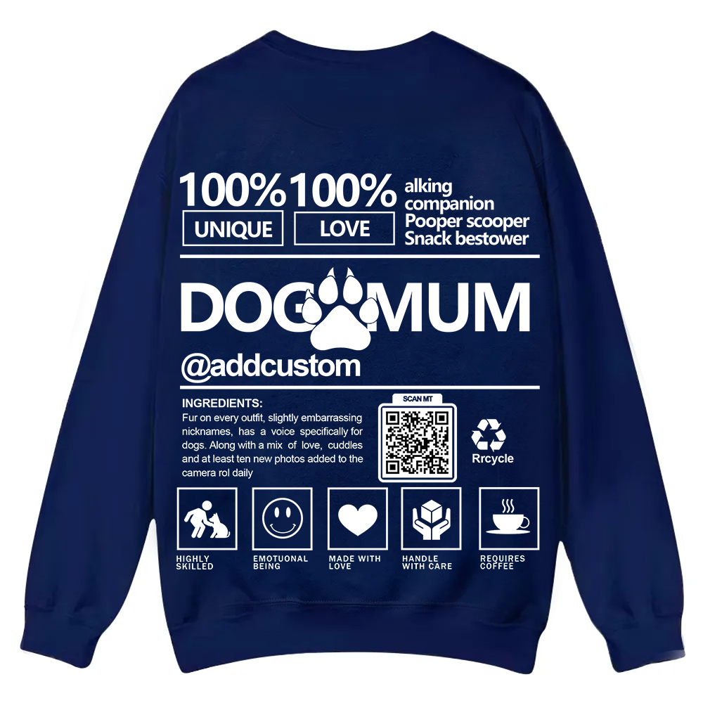 Dog Mum  Addcustom QR Code Name Unisex Casual Crewneck Sweatshirt