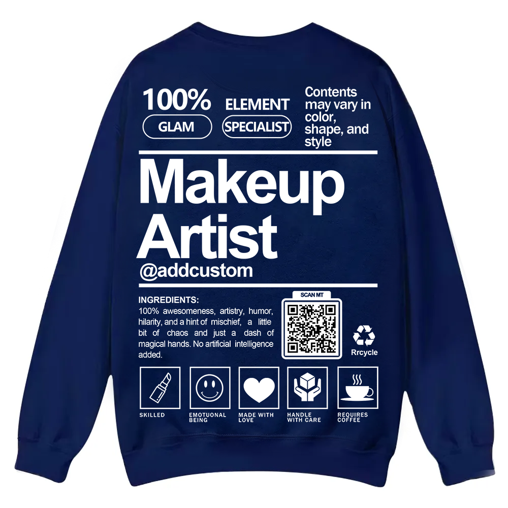 Wearishow Makeup Artist Addcustom QR Code Casual Crewneck Sweatshirt